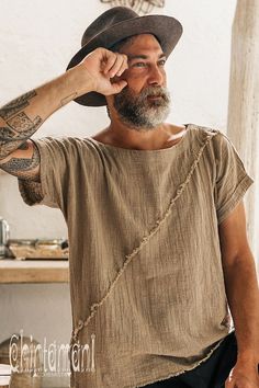 Boho Clothing Men, Hippie Tshirt, Boho Men Style, Hippie Men, Bohemian Style Men, Boho Tshirts, Desert Sage, Black Desert, Hippie T Shirts