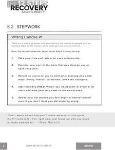 The 12 Steps of Recovery - savn sobriety workbook Psalms 23, Counseling Activities, Withdrawal Symptoms, Therapy Worksheets