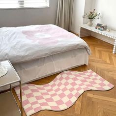 Groovy Checkered Rug | Aesthetic Room Decor Checkerboard Bedroom, Y2k Bedroom Aesthetic, Checker Rug, Pastel Aesthetic Room, Indie Aesthetic Room, Y2k Bedroom, Checkered Decor, Aesthetic Room Ideas, Pastel Room