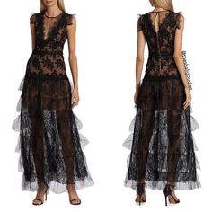 100% Real Preowned Item - In Excellent, Like New Condition. No Stains Or Flaws. See Pictures For Condition. Size S Color: Black Pre Fall 2022 Collection. Tiered With Sheer Tulle, Bronx And Banco's Nina Gown Evokes A Romantic Aesthetic. This Dress Features Floral Lace Accents Throughout The Design, Framed By Flutter Sleeves. Round Neck. Back Button Keyhole. 100% Polyester. Approx. 16" Pit To Pit And 52" In Length. Romantic Aesthetic, Gown Black, Tiered Maxi Dress, Fall 2022, Lace Ruffle, Flutter Sleeves, Pre Fall, Bronx, Black Cream