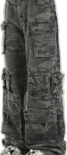 Fall Y2k Cargo Pants, Y2k Fall Cargo Pants With Pockets, Fall Grunge Cargo Pants, Grunge Cargo Pants With Pockets For Fall, Baggy Grunge Cargo Pants For Fall, Grunge Baggy Cargo Pants With Side Pockets, Camouflage Wide Leg Cargo Jeans, Baggy Grunge Cargo Pants With Pockets, Baggy Military Style Wide Leg Cargo Jeans