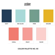 the color palette for stamp market is shown in four different colors, including pink, green, and yellow