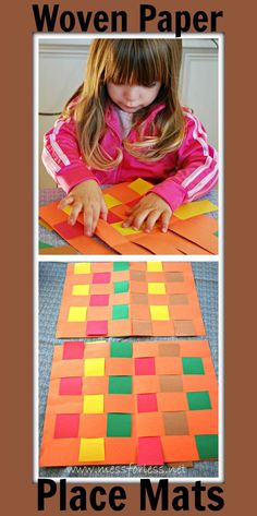 a collage of different pictures with the words, how to make woven paper place mats