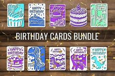 the birthday cards bundle is displayed on a wooden surface