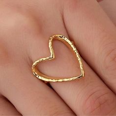 Gold Tone Heart Ring, Faux Gold, Ships In 7-8 Days Metal Heart Ring For Valentine's Day, Metal Heart Ring As Gift, Heart Shaped Metal Rings For Valentine's Day, Heart-shaped Metal Ring Gift, Heart-shaped Metal Rings For Valentine's Day, Valentine's Day Metal Heart Ring Gift, Ring Color, Jewelry Gold, 8 Days