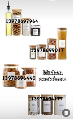 an image of kitchen containers with numbers on the front and back, in different sizes