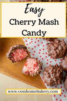 cherry mash candy balls on a plate with one candy cut open and hot pink filling is visible Cherry Mash Recipe, Cherry Mash Candy, Cherry Mash Candy Recipe, Cherry Mash, Sweet Snack Mix, Christmas Cheesecake Recipes, Easy Truffles, Crockpot Candy, Easy Candy Recipes