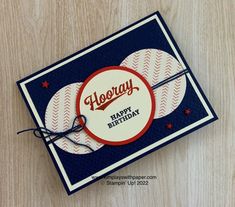 a baseball themed birthday card on a table