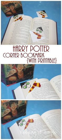 harry potter bookmark with printables and instructions for making it look like an open book