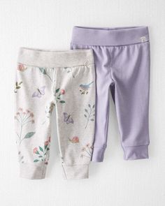 Botanical Butterfly Print, Lilac Baby 2-Pack Organic Cotton Joggers | carters.com Everyday Soft Cotton Bottoms, Cotton Joggers For Everyday Spring Wear, Comfortable Cotton Joggers For Everyday, Everyday Cozy Cotton Joggers, Everyday Cotton Joggers With Cozy Fit, Newborn Baby Girl, Activewear Sets, Carters Baby, Cool Graphic Tees