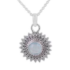 With a dreamy aesthetic this Indian pendant necklace features a blue chalcedony that weighs over three carats beautified by a handcrafted corona of sterling silver. Babun Dey designs this remarkable necklace suspending the pendant from an adjustable length of sterling rolo chain. Indian Pendant, Dreamy Aesthetic, Chalcedony Necklace, Silver Diamond Necklace, Unique Brooch, Bird Jewelry, Blue Chalcedony, Rolo Chain, Silver Pendants