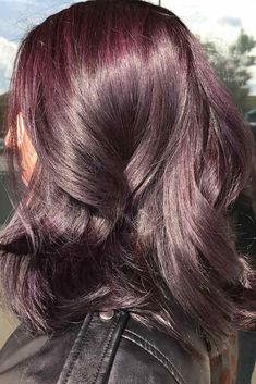 Amethyst Hair Color On Brown Hair, Brown To Plum Ombre Hair, Ashy Plum Hair, Amethyst Brown Hair, Smoky Violet Hair Color, Plum Brown Hair Color With Highlights, Cool Amethyst Hair Color, Burgundy Hair Plum Purple, Purple Brown Hair Color