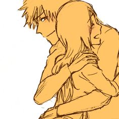 a drawing of a man hugging a woman's back with his arm around her chest