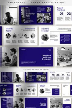 the blue and white brochure is displayed in this image, it shows people working on