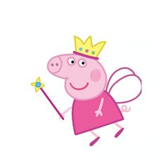 a cartoon pig with a crown on its head is holding a pinwheel in her hand