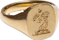 Antique Gold Crest Mens Ring Classic Ceremonial Signet Ring With Polished Finish, Luxury 14k Gold Signet Ring With Intaglio, Classic Engraved Ceremonial Signet Ring, Classic Engraved Signet Ring For Ceremonial Occasions, Classic Engraved Signet Ring For Ceremonial Use, Formal Yellow Gold Coat Of Arms Ring, Formal Yellow Gold Engraved Ring With Coat Of Arms, Formal Yellow Gold Signet Ring With Coat Of Arms, Luxury Gold Signet Ring For Formal Occasions