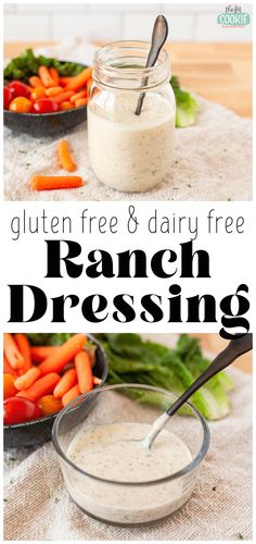 ranch dressing in a glass bowl with carrots and celery on the side