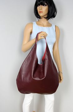 Oversized bag - hobo bag Elegant and stylish hobo bag made from high quality leather. The hobo bag can be worn as a shoulder bag . Spacious interior provides room for all the daily essentials and more. This bag is perfect as your everyday bag, which can fit an IPAD, A4 files, books, magazines, cosmetic bag as well as many accessories. * Different colors * Waterproof * Easy to clean * Includes internal pockets for mobile phone and other small items. * Top closure magnet for security Height from t Simple Leather Bag, Boho Leather Bags, Soft Leather Purse, White Shoulder Bags, Slouchy Bag, Vegan Purses, Soft Leather Bag, Oversized Bag, Bag Elegant