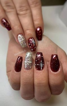 December Nails, Festive Nail Art, Valentine Nails, Fancy Nails Designs, Silver Nail, White Nail