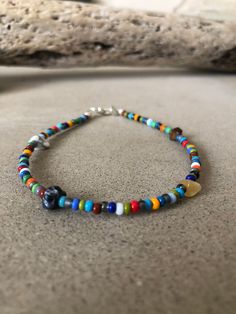 This handmade bead anklet design features mixed color Czech glass seed beads with lobster claw closure.  Anklet includes semi-precious agate chips and measures 9.50 inches. Bead Anklet, Anklet Designs, Beaded Anklet, Beaded Anklets, Glass Seed Beads, Anklet Jewelry, Semi Precious Stones, Bead Jewellery, Handmade Beads