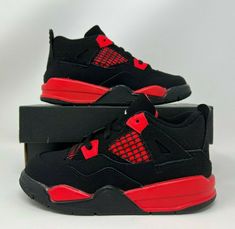 Nike Air Jordan Retro IV (TD) 'Red Thunder 2022' For Sale! Toddler Size 10c Condition: New with Box. 100% Authentic!  Payment must be made IMMEDIATELY! Hot item and will sell fast!  Buy with Confidence! Any Questions? Please ASK!  NO meetups/trades/size swaps. Nike Red Non-slip Sneakers, Red Non-slip Nike Sneakers, Jordan 4 Red, Jordan 4’s, Red Thunder, Baby Jordans, Jordan Shoes Retro, Nike Air Jordan Retro, Air Jordan Retro