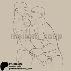 a drawing of two men facing each other with one holding the other's hand