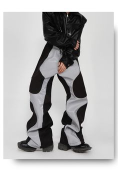 Men's Loose Fit Patchwork Leather Pants - Embrace a unique blend of style and comfort with these patchwork leather pants designed for a relaxed yet fashionable look. 🩳🔥 Features: 🔓 Freedom of Movement: Designed for those who value comfort and movement, these pants offer a loose fit that lets you express yourself freely. 🔓👖 🔒 Secure Zipper Fly: Enjoy easy wear with a zipper fly closure that keeps your look secure and stylish. 🔒👖 🏙️ Contemporary Flat Front: The flat front style adds a tou Baggy Black Patchwork Pants, Casual Straight Leg Leather Pants For Streetwear, Urban Leather Straight Leg Pants For Streetwear, Urban Straight Leg Leather Pants For Streetwear, Baggy Patchwork Pants For Winter, Trendy Baggy Patchwork Pants, Trendy Black Parachute Pants For Winter, Winter Baggy Patchwork Pants, Trendy Black Winter Parachute Pants