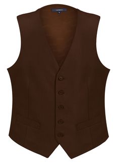 PRICES MAY VARY. Formal Suit Vest, 5 Buttons, Fully Lined, Adjustable Back Strap, 2 Pockets, 70% Polyester / 30% Rayon Brown Notch Lapel Vest For Semi-formal Occasions, Brown Semi-formal Vest With Notch Lapel, Fitted Brown Vest For Semi-formal Occasions, Brown Fitted Vest For Semi-formal Occasions, Formal Brown Sleeveless Outerwear, Brown Sleeveless Formal Outerwear, Formal Brown Vest With Pockets, Wedding Party Groomsmen, Tweed Vest