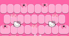 the hello kitty theme is pink and has bows on it, as well as an image of