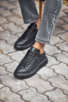 Oliver Special Designed Thick Sole Black Sneakers Black High Top Sneakers, Sneakers Collection, 2024 Color, Code Black, Sole Sneakers, Black High Tops, Loafer Sneakers, Shoes With Jeans, Black Sneakers