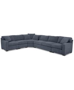 Radley 5-Piece Fabric Sectional Sofa with Apartment Sofa, Created for Macy's | macys.com Green Sectional Couch, Green Sectional, Macy Furniture, Screening Room, Sofa Corner, Fabric Sectional Sofas, Grey Couches, Apartment Sofa, Fabric Sectional