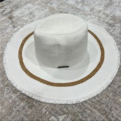 Brand New With Sample Tag, This Is A Sample Color So It Is Not Sold Anywhere O'neill Women's Woven Sun Hat 100% Straw 4 1/4" Brim, 5" Crown, 1/4" Fringe Woven Fringe Edge Western Shape With Stripe White Casual Sun Hat For Beach Season, Casual White Sun Hat For Beach Season, White Fedora Sun Hat, Casual Style, White Fedora Sun Hat For Casual Wear, White Casual Fedora Sun Hat, Casual White Sun Hat With Upf 50+, Casual White Fedora Sun Hat, White Straw Hat For Warm Weather, White Beachy Sun Hat For Warm Weather