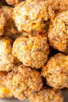 a close up view of some meatballs on a plate