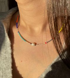 Welcome to my small business♡ MİA Tiny Beaded Choker Necklace is made from high-quality Japenese Miyuki glass beads(not seed bead) and other mix beads ⚛ There are different style you can choose in my shop👇 https://www.etsy.com/shop/WoodenBoho Beaded part's length is 40cm(15.7 inc). Beads sizes are 1.1 mm and has a genuine pearl charm. I cloosed it with steel accesories. I am not accept returns or exchanges, this is because all my designs are made to order only for you. When you have any doubts Mixed Beads Necklace, Handmade Chokers, Miyuki Bracelet, Beaded Necklace Designs, Wire Necklace, Everyday Necklace, Jewelry Lookbook, Beaded Choker Necklace, Pearl Charms