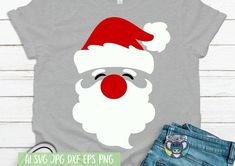 santa claus face svg cut file for cricut and silhouette cutting machines, christmas shirt design