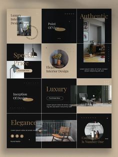 a series of brochures designed to look like an advertisement for furniture and home decor