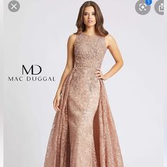 Rose Gold Evening Gown, Lace With A Little Sparkle. In Perfect Condition .. True Size 8 Rose Gold Evening Gown, Gold Evening Gown, Gold Couture, Mac Duggal Dresses, Mac Duggal, Evening Gown, Evening Gowns, A Line, Mac