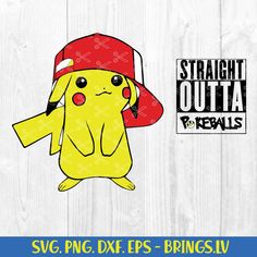 a yellow pikachu wearing a red hat with the words straight out for kells