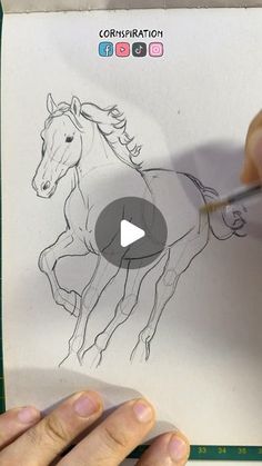 someone is drawing a horse on paper