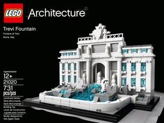 the lego architecture is designed to look like a white house with fountains in front of it