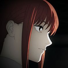 an anime character with red hair staring at something