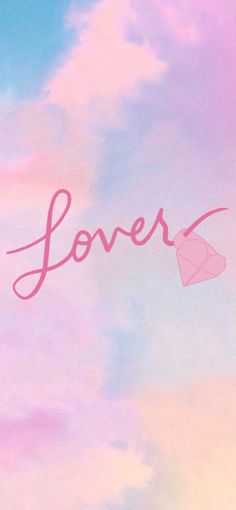 the word lover written in pink on a pastel colored background with an origami paper airplane