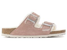 Arizona Shearling in Pink Clay by Birkenstock The legendary two-strap design from BIRKENSTOCK - the Arizona. Iconic style with the signature comfort of the BIRKENSTOCK footbed. Featured in genuine high-quality suede – and is now available in an extra cozy version thanks to a soft, genuine shearling lining on the anatomically formed cork-latex footbed and straps. These sandals are perfect for chilly, winter evenings. Anatomically shaped cork-latex footbed Upper: suede Footbed lining: genuine shea Fuzzy Birkenstocks, Super Birki, Sandals Birkenstock, Calf Muscles, J Cole, Pink Clay, Birkenstock Arizona, Metal Pins, Perfect Shoes