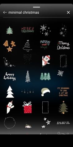 an iphone screen with christmas stickers on it