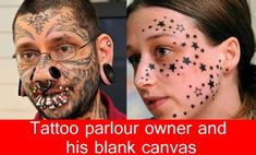 two people with tattoos on their faces