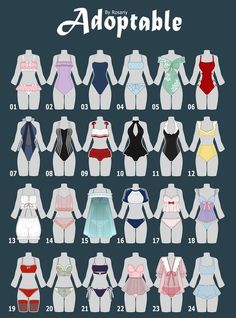 an image of women's swimsuits with the names and numbers on them