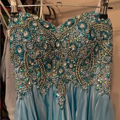 Nwt Jovani Blue Gown. Strapless. Size 2. Jovani Silver Dress, Blue Jovani Prom Dress, Jovani 03023, Jovani Dresses, Blue Gown, 2 Colours, Strapless Dress, Size 2, Color Blue