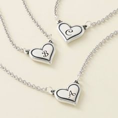 Whether it's your initial or the initial of someone you love, our Delicate Heart Initial Necklace is sweet and special. The outlined heart contains one of the 26 letters of the alphabet from A-Z. You can choose to have the back engraved with more initials, numbers or symbols. Crafted of sterling silver, the pendant is suspended on an adjustable chain and is finished off with the iconic James Avery symbol to remind you of the quality and tradition that's part of each jewelry design. This necklace also coordinates perfectly with the ring and earrings from our Delicate Heart Collection. James Avery Necklace, Heart Initial Necklace, Cute Promise Rings, Tangled Necklace, Silver Pendant Lighting, James Avery Jewelry, Key Pendant Necklace, Gold And Silver Bracelets, James Avery