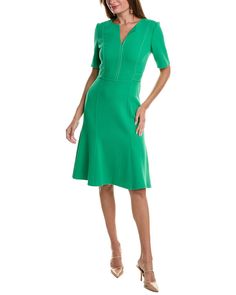 Oscar De La Renta Wool-Blend Midi Dress1 Green Midi Dress, Elbow Length Sleeve, Womens Midi Dresses, Women's Fashion Dresses, Day Dresses, Wool Blend, Knee Length, The Dress, Emerald