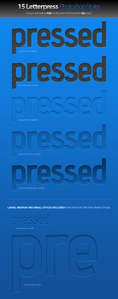 a blue poster with the words press pressed in black and white, on top of it